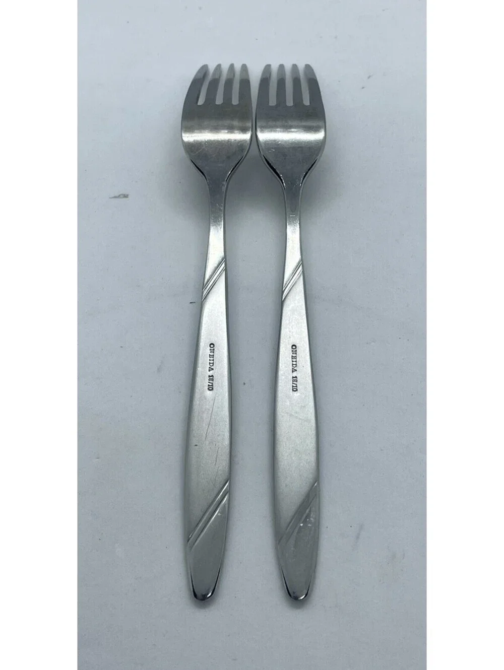 (2) Oneida RISOTTO 18/10 Stainless Frosted Handle Salad Fork Lot ~ 6 3/4